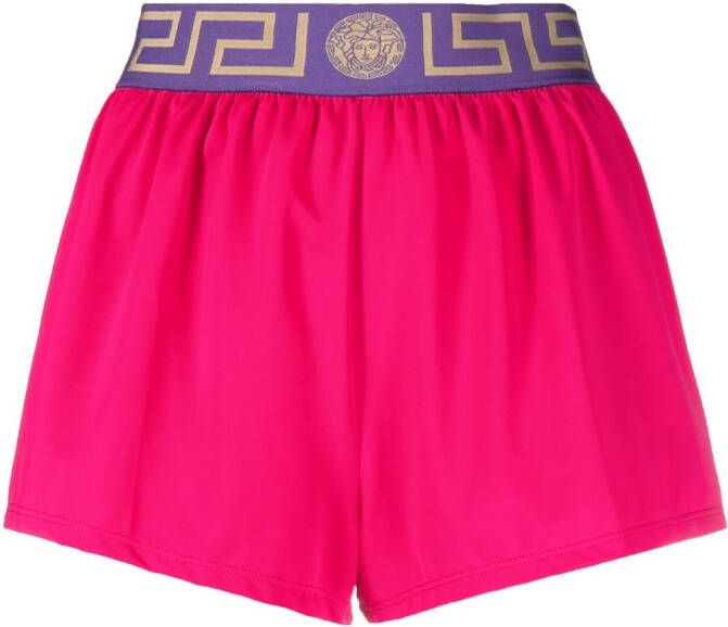 Versace Shorts met Greca tailleband Roze