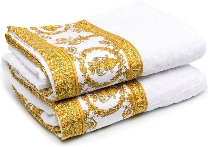 Versace Home Strandlaken met tekst Wit