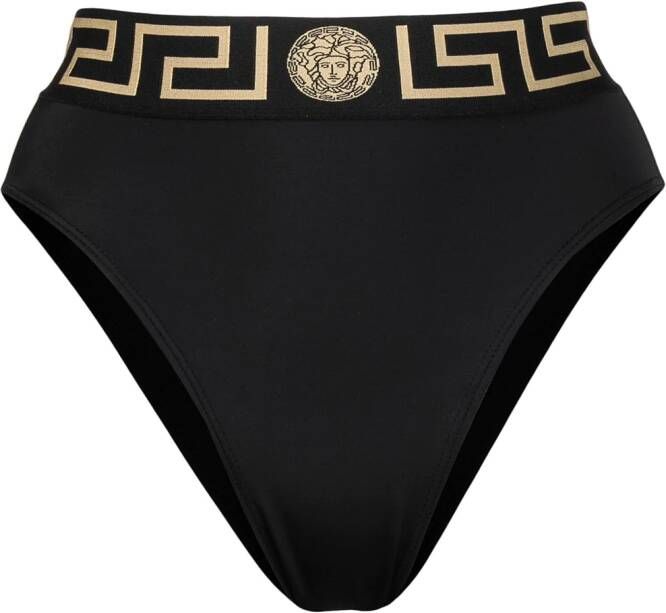 Versace High waist bikinislip met Greca rand Zwart