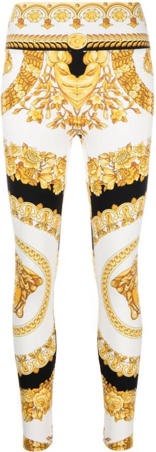 Versace Legging met barocco print Wit