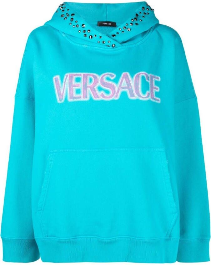 Versace Hoodie met logoprint Blauw