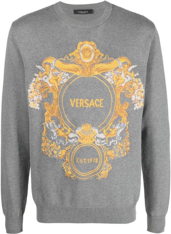 Versace Intarsia trui Grijs