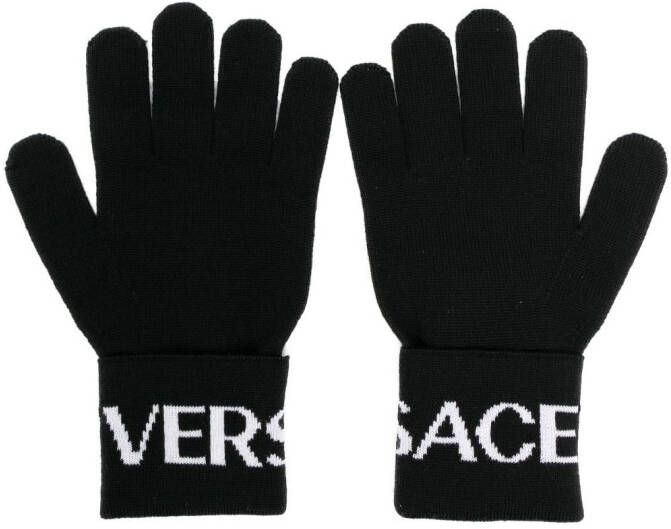 Versace Intarsia handschoenen Zwart