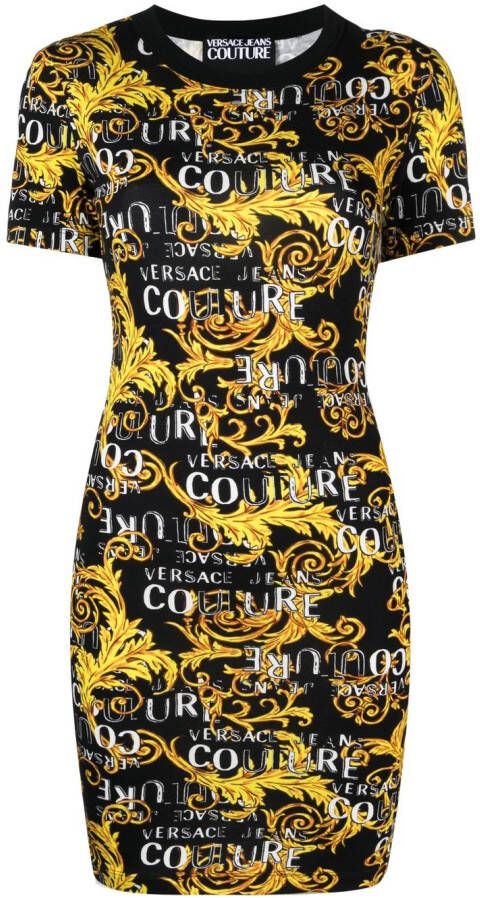 Versace Jeans Couture Mini-jurk met barokprint Zwart
