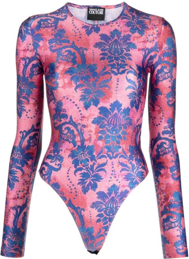 Versace Jeans Couture Body met bloemenprint en lange mouwen Roze