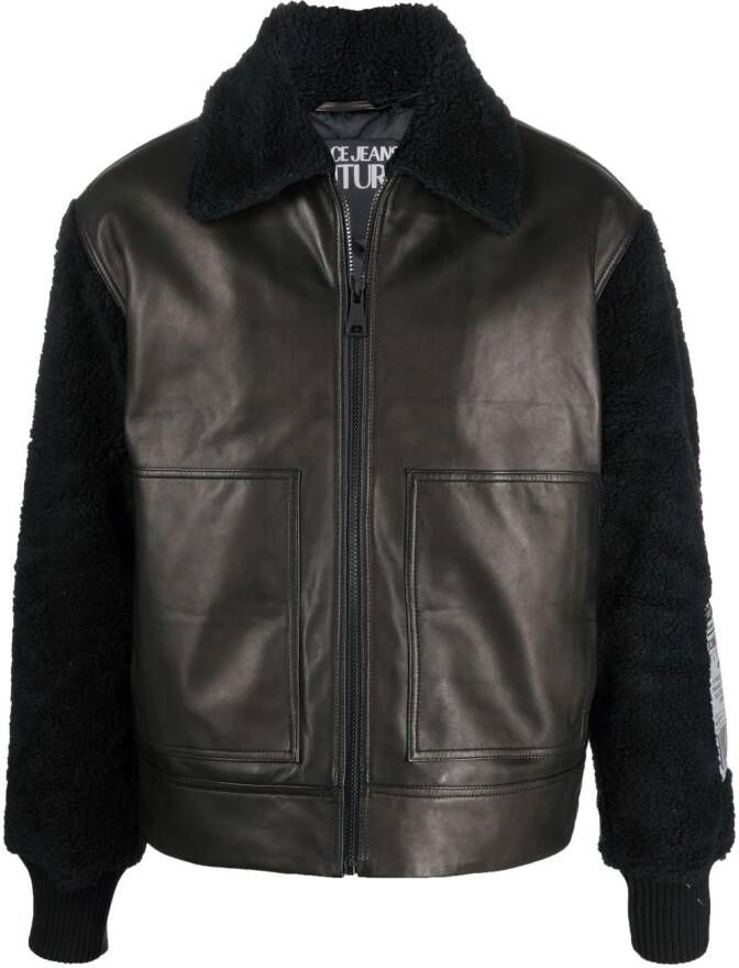 Versace Jeans Couture Bomberjack met lammy vlak Zwart