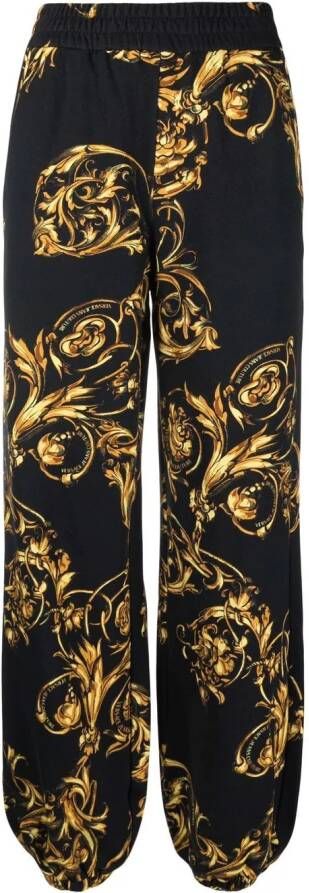 Versace Jeans Couture Broek met barokprint Zwart