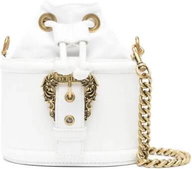 Versace Jeans Couture Bucket-tas met gegraveerd logo Wit
