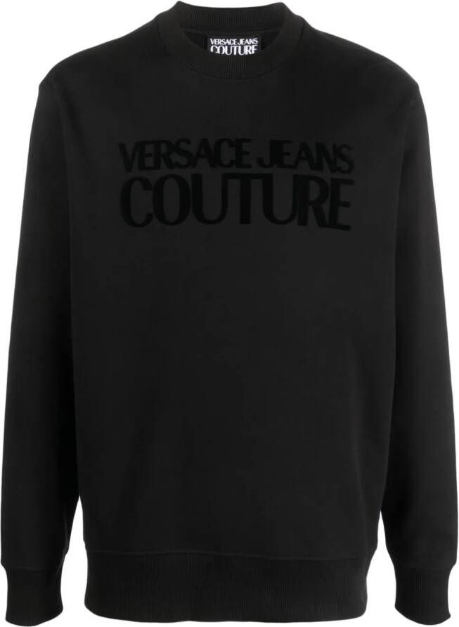 Versace Jeans Couture Sweater met logo-reliëf Zwart