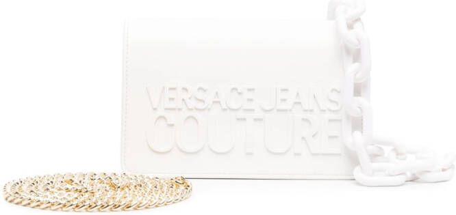 Versace Jeans Couture Schoudertas met logo-reliëf Wit