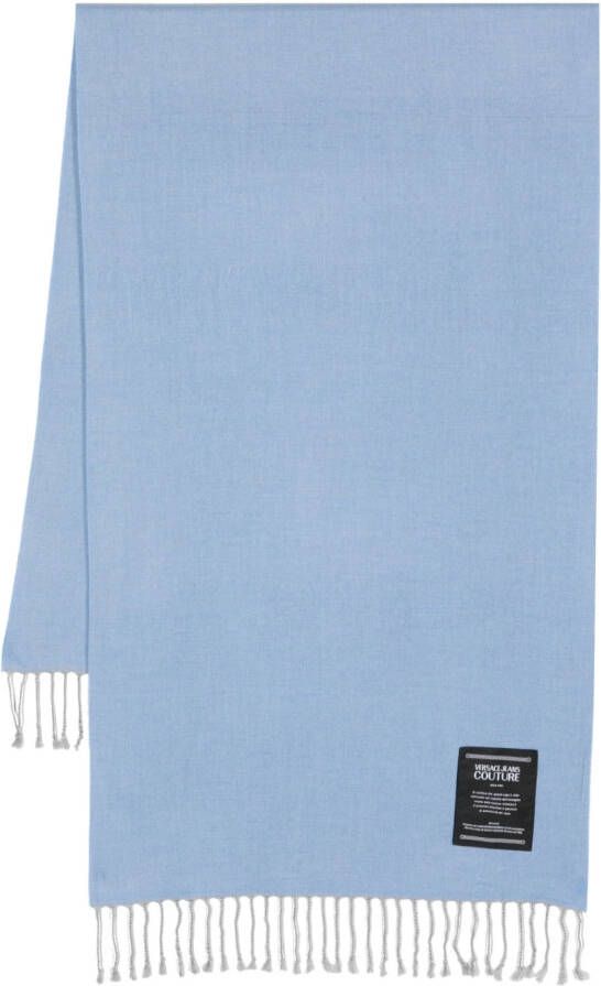 Versace Jeans Couture Sjaal met franje afwerking Blauw