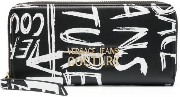 Versace Jeans Couture Portemonnee met logoprint Zwart