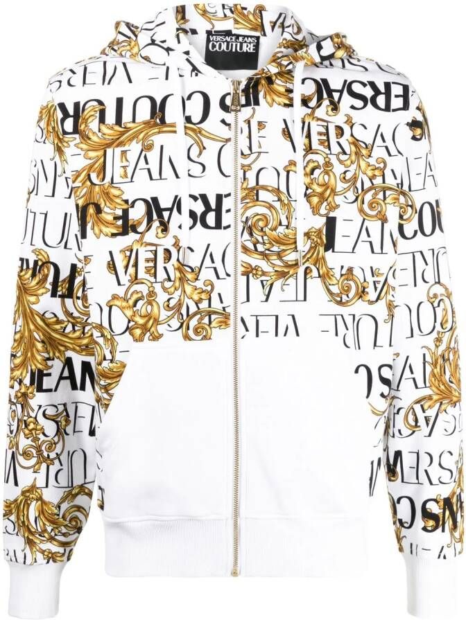 Versace Jeans Couture Hoodie met barokprint Wit