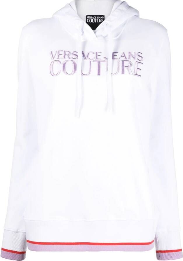 Versace Jeans Couture Hoodie met geborduurd logo Wit