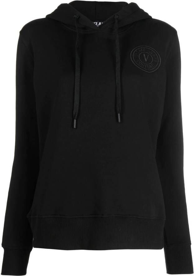 Versace Jeans Couture Hoodie met geborduurd logo Zwart