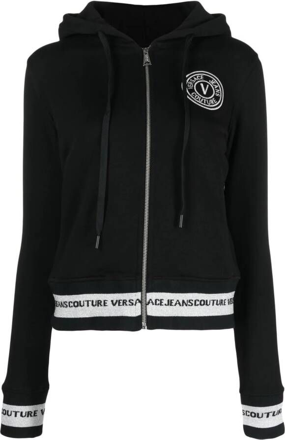 Versace Jeans Couture Hoodie met geborduurd logo Zwart