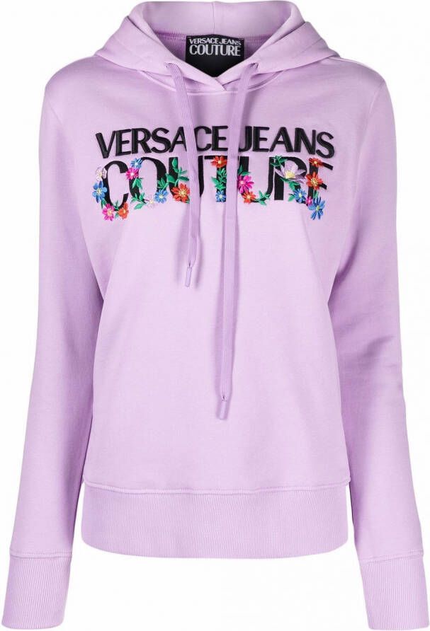 Versace Jeans Couture Hoodie met geborduurde bloemen Paars