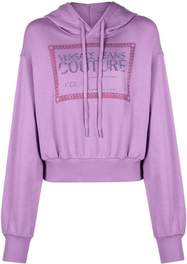 Versace Jeans Couture Hoodie met logoprint Paars