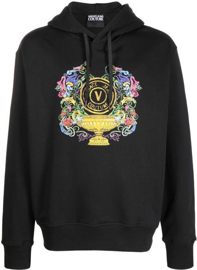 Versace Jeans Couture Hoodie met logoprint Zwart