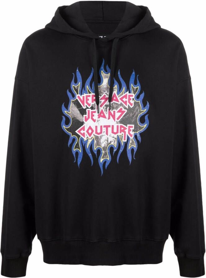 Versace Jeans Couture Hoodie met logoprint Zwart