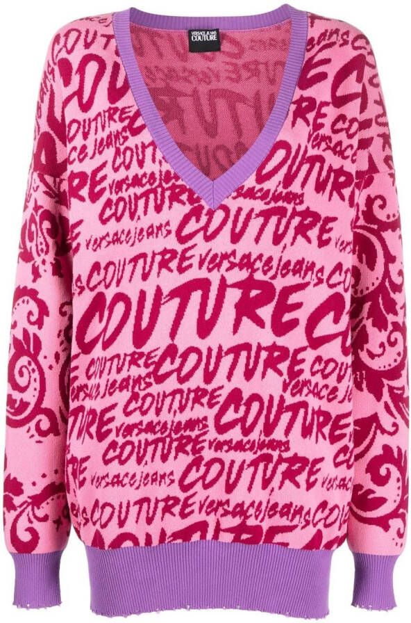 Versace Jeans Couture Intarsia trui Roze