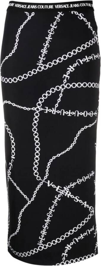 Versace Jeans Couture Kokerrok met logoprint Zwart
