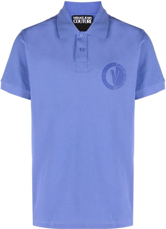 Versace Jeans Couture Poloshirt met logo-badge Paars