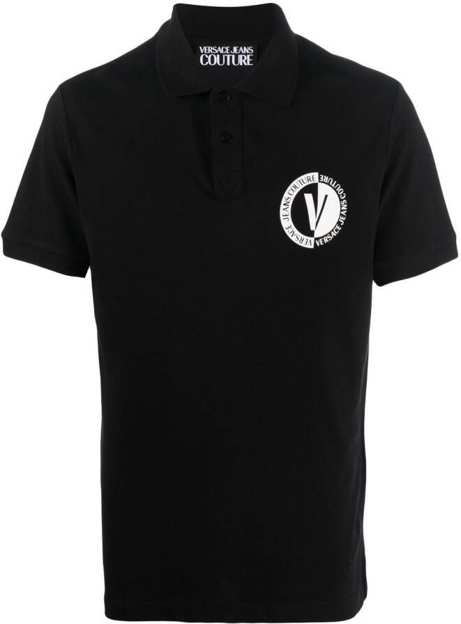 Versace Jeans Couture Poloshirt met logo badge Zwart
