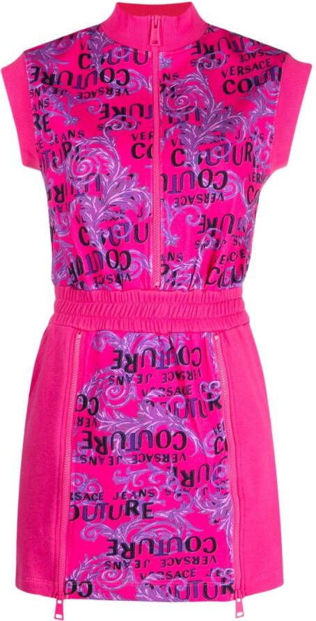 Versace Jeans Couture Mini-jurk met logoprint Roze