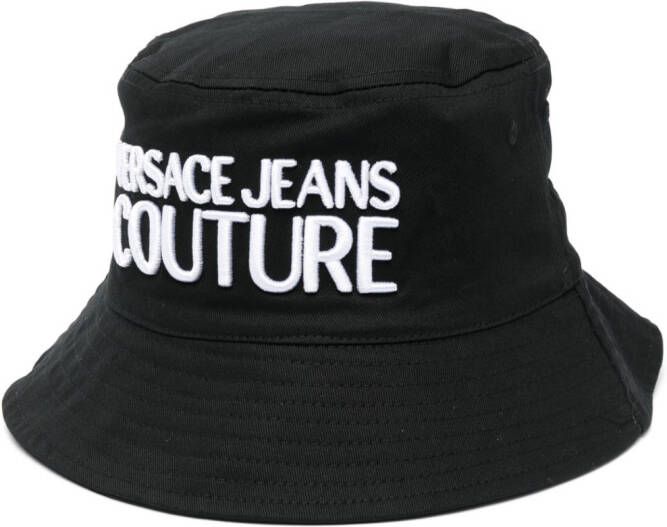 Versace Jeans Couture Vissershoed met geborduurd logo Zwart