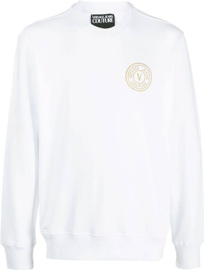 Versace Jeans Couture Sweater met geborduurd logo Wit