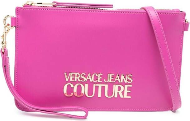 Versace Jeans Couture Clutch met logoplakkaat Roze