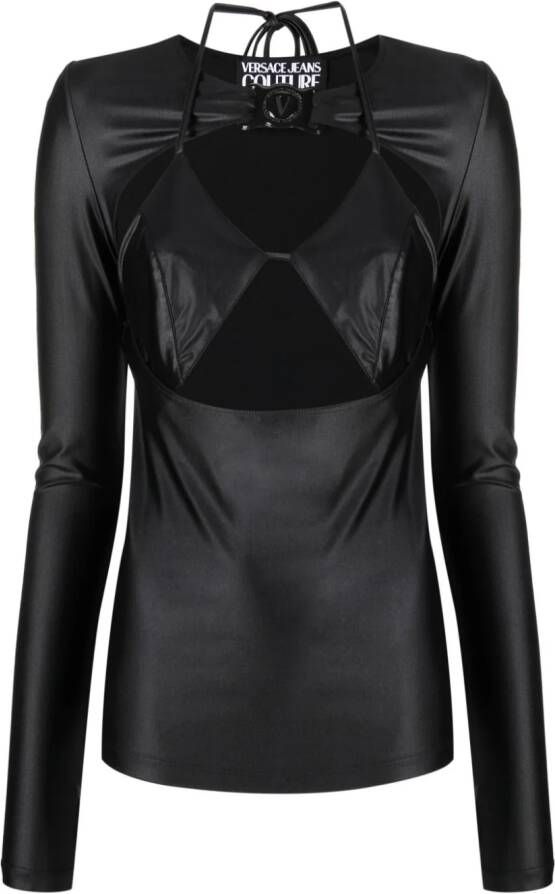 Versace Jeans Couture Top met logoplakkaat Zwart