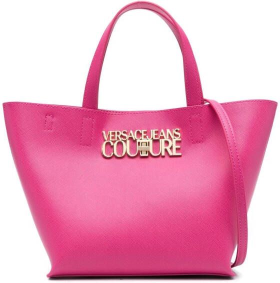 Versace Jeans Couture Shopper met logoplakkaat Roze