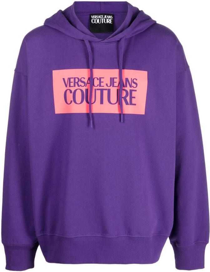 Versace Jeans Couture Hoodie met logoprint Paars