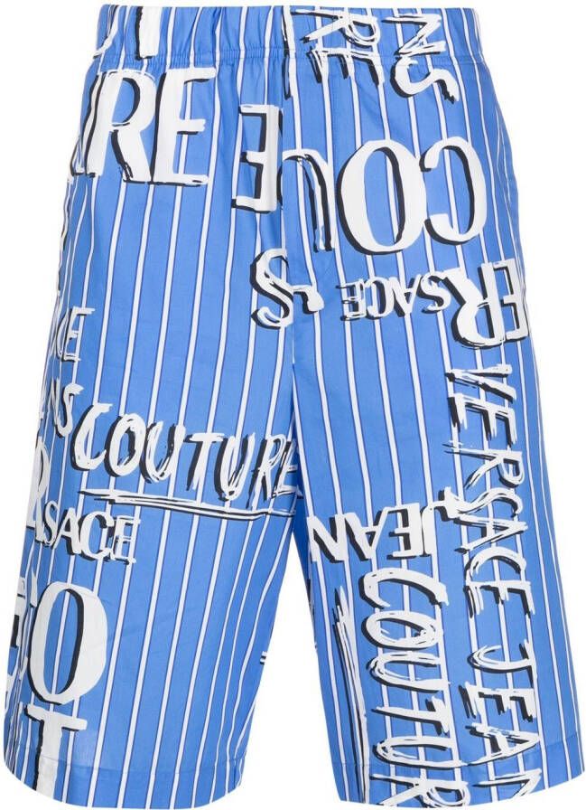 Versace Jeans Couture Shorts met logoprint Blauw