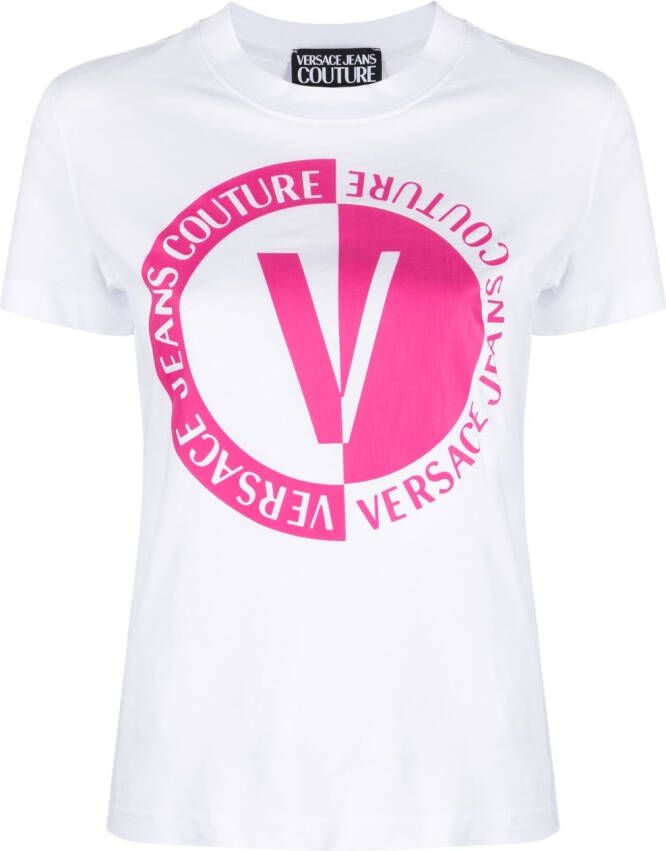 Versace Jeans Couture T-shirt met logoprint Wit