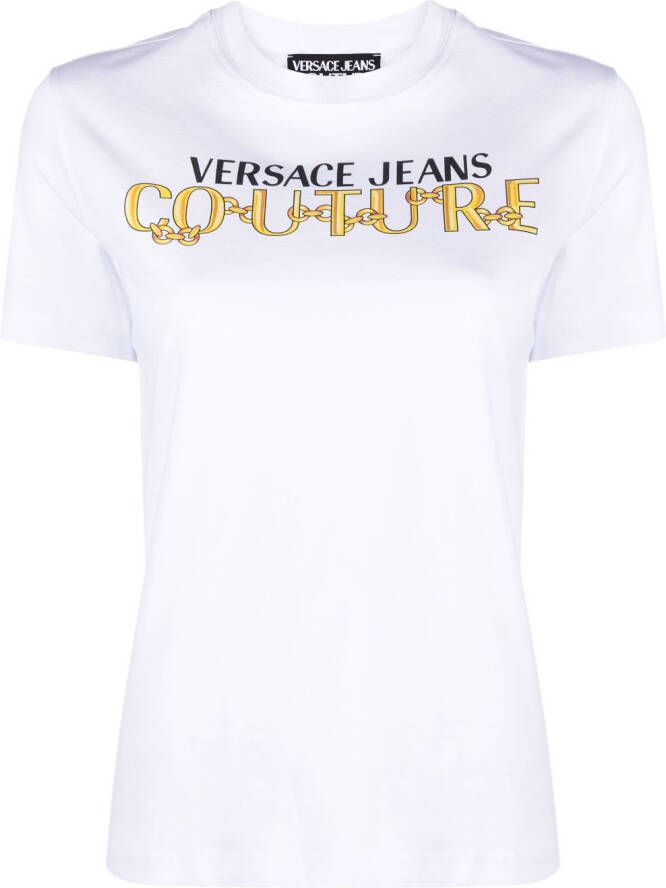 Versace Jeans Couture T-shirt met logoprint Wit