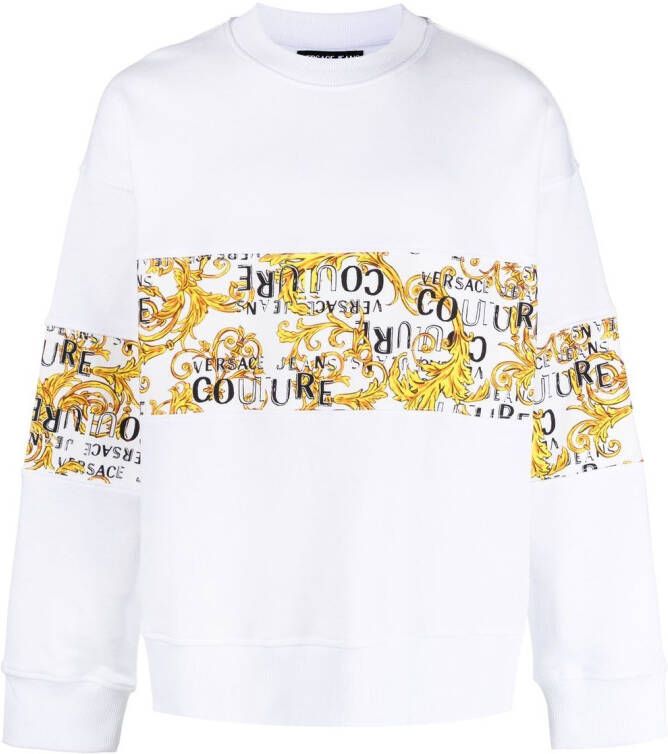 Versace Jeans Couture Sweater met logoprint Wit