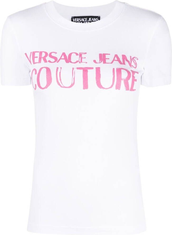 Versace Jeans Couture T-shirt met logoprint Wit