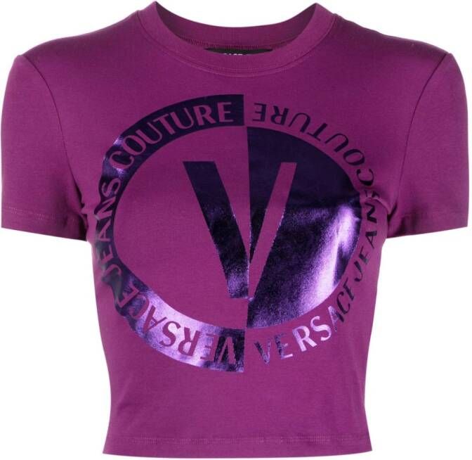Versace Jeans Couture T-shirt met logoprint Paars