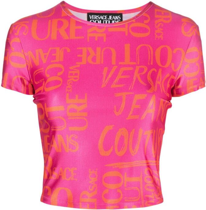 Versace Jeans Couture T-shirt met logoprint Roze