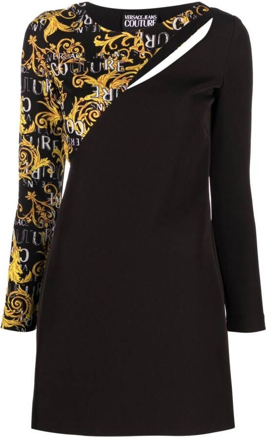 Versace Jeans Couture T-shirtjurk met logoprint Zwart