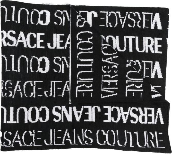 Versace Jeans Couture Sjaal met logoprint Zwart
