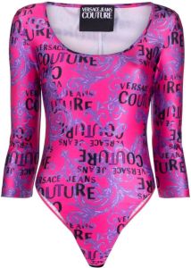 Versace Jeans Couture logo-print long-sleeve body Roze