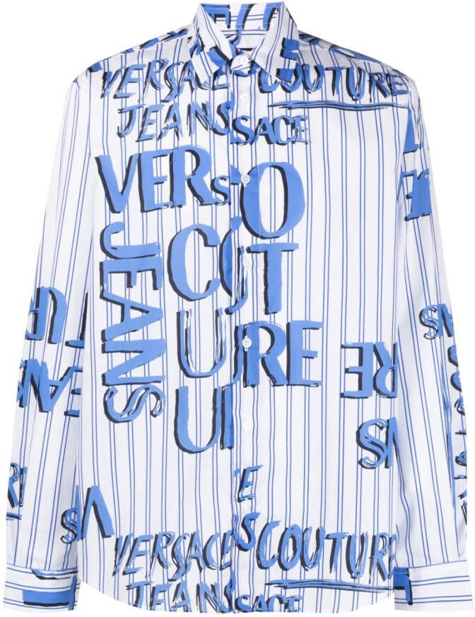 Versace Jeans Couture Overhemd met logoprint Blauw