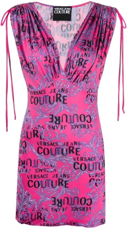Versace Jeans Couture Mini-jurk met logoprint Roze