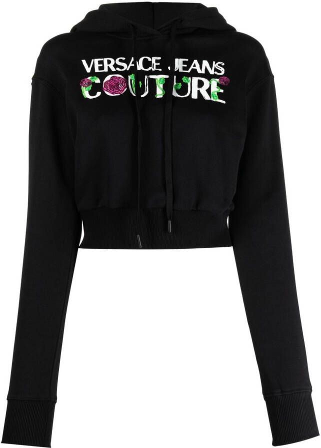Versace Jeans Couture Hoodie met logoprint Zwart