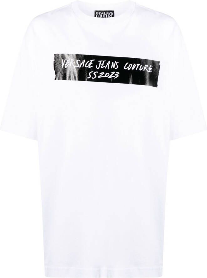 Versace Jeans Couture T-shirt met logoprint Wit