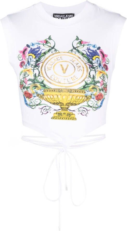 Versace Jeans Couture Top met logoprint Wit